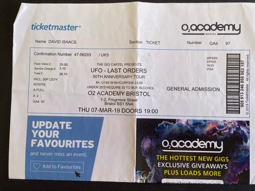 Ufo ticket 2019 - ticket,