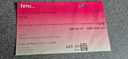 Used concert ticket ufo - ticket, **