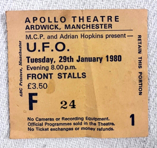 Ufo ticket stub - ufo, manchester